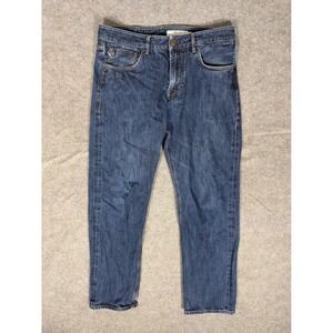 Massimo Dutti Lab Mens Straight Leg Blue Denim Jeans Size 31 Medium Wash 0048